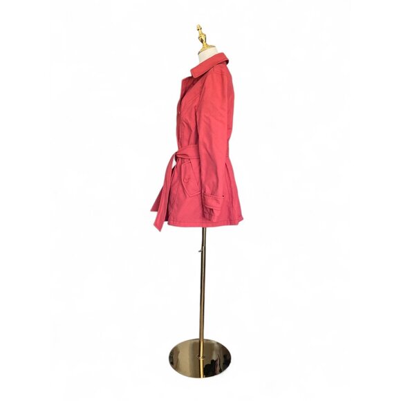 Ann Taylor Loft Women's Brick Red Belted Trench Coat Size 10 Mid Length READ - Picture 4 of 8